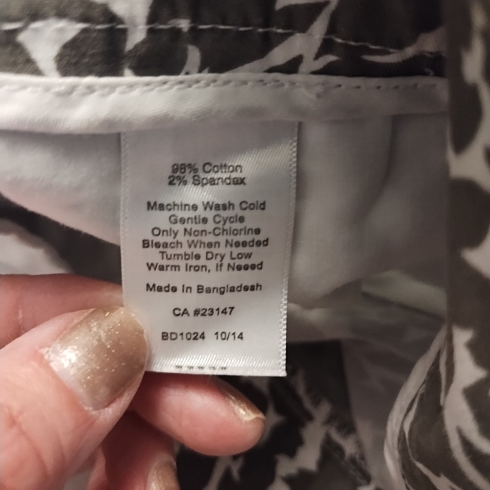 Talbots Curvy 16 Crop Capri Pants Trousers Olive Green & White Pockets Stretch - Picture 11 of 11
